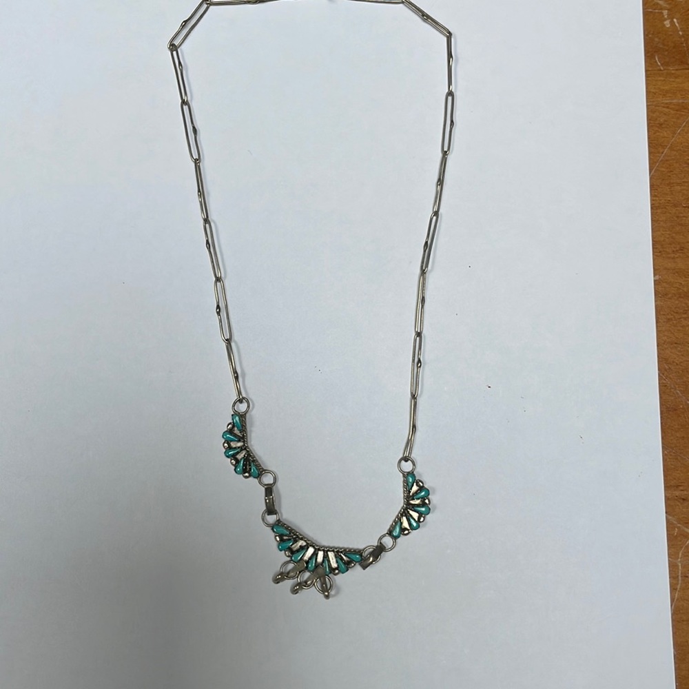 Original dangling sterling silver turquoise necklace